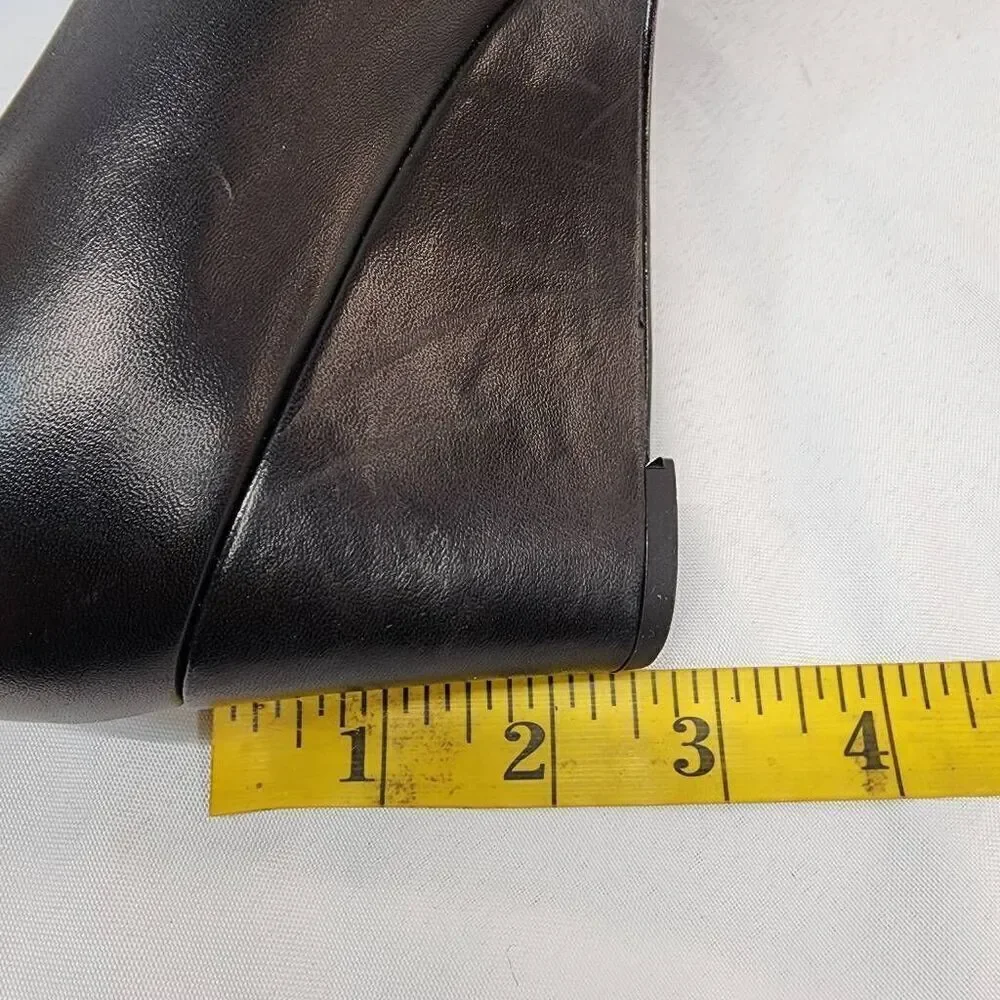 Stuart Weitzman Size 8 Black Leather Women's Wedge Slip On Almond Toe Heel Pumps - Picture 10 of 10